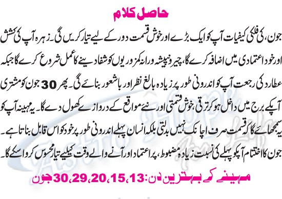 Monthly Urdu Horoscope
